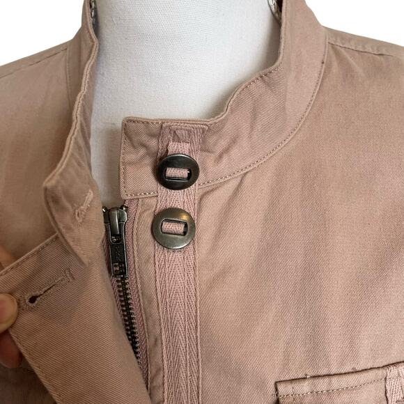 Coldwater Creek Jacket Medium Mauve PInk Cotton Drawstring Utility Zip Buttons - Picture 4 of 12